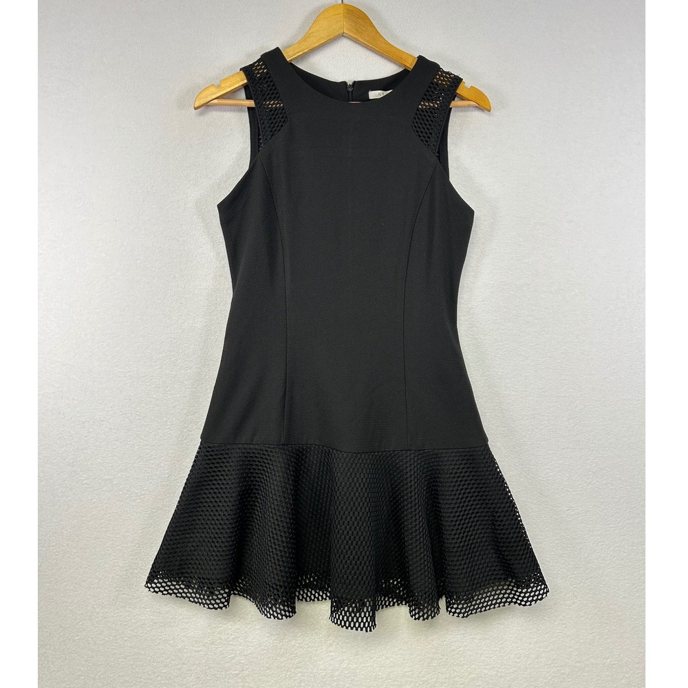 HYPR‎ Black Mesh Detail Fit Flare Dress NWT Size S Sleeveless Networking Event